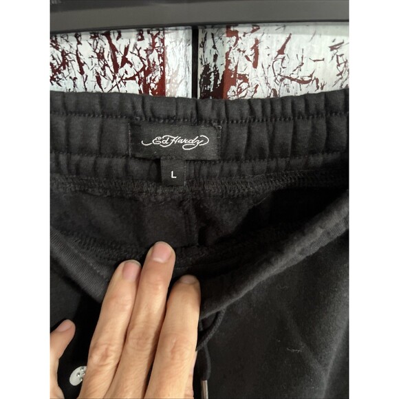 Ed Hardy wide leg graphic pants Lrg Goth Grunge Y2K Emo NWT - Picture 7 of 12